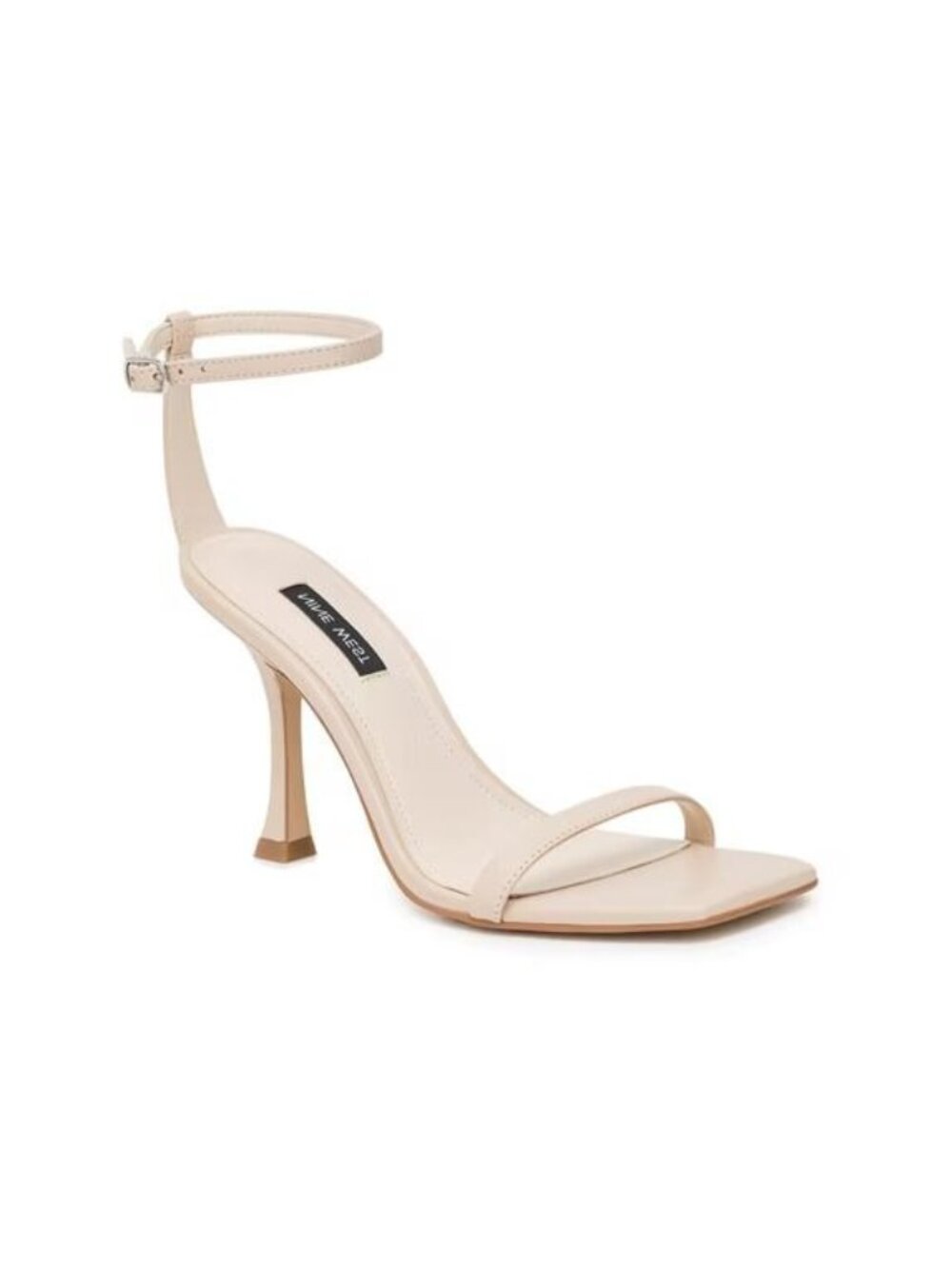 Nine West Womens Leather Open Toe Pumps Heeled Sandals Ivory Size 8M NWB
